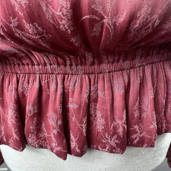 Current Air Pink Shirred Ruffle Elastic Waist Blouse Size M Pleated - Picture 6 of 16